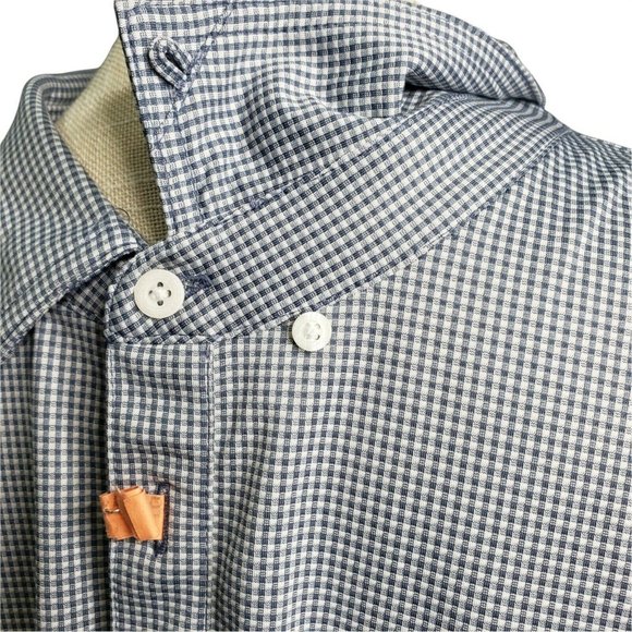 Travis Mathew Golf Polo Shirt Men's XXL Blue Gingham Performance Short Sleeve - Picture 7 of 9